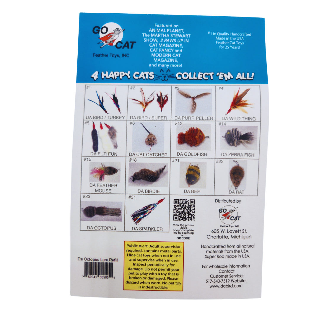 Go Cat Da Bird Cat Toy Refill Accessories, Da Octopus