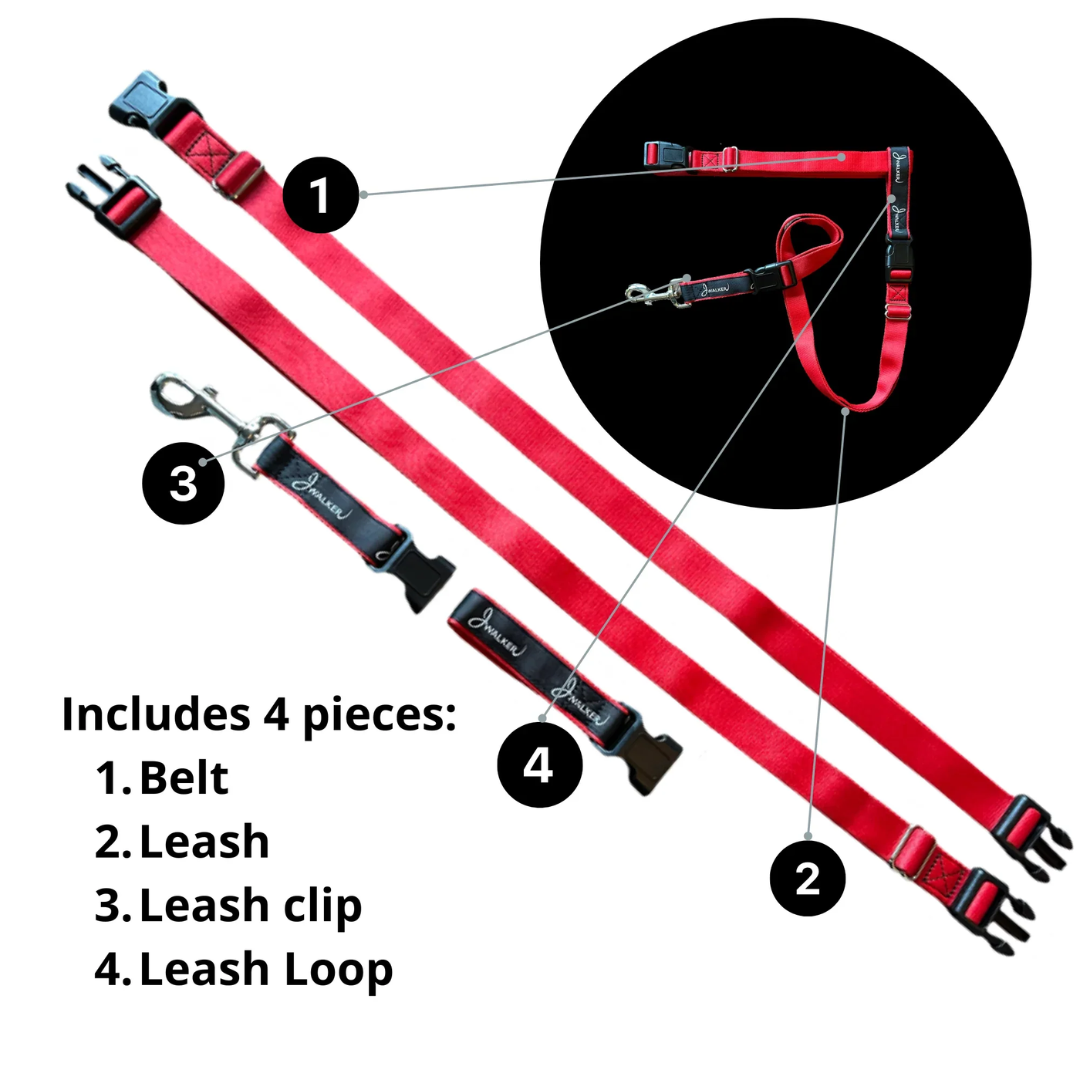 JWalker Dog 4-in-1 Hands-Free Walking Utility Dog Leash, Large