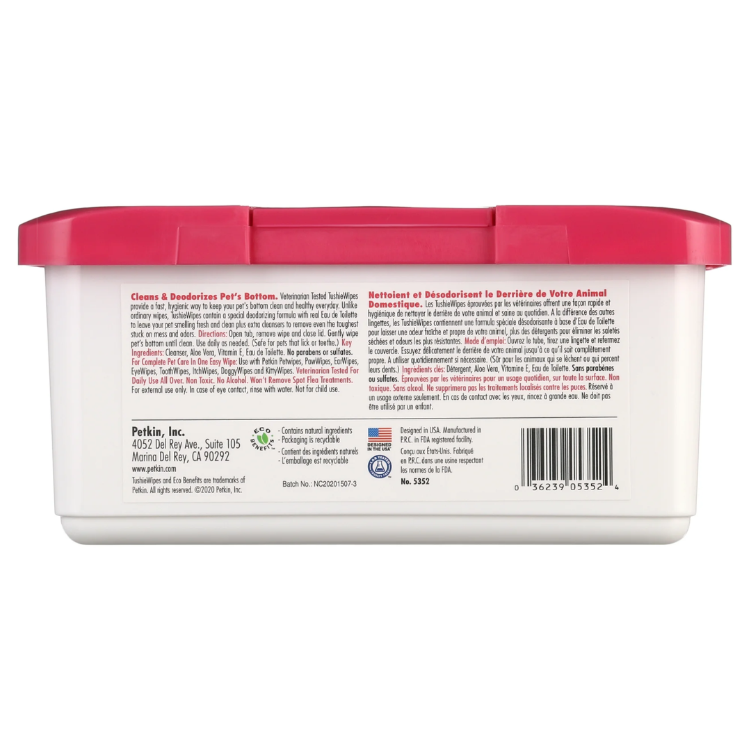 Petkin Tushie Wipes for Cats & Dogs – 100 Count