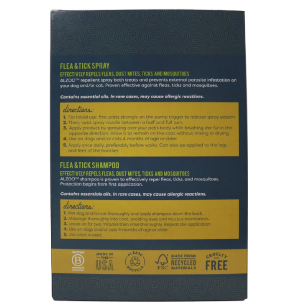 ALZOO Plant-based Flea & Tick Shampoo & Spray Kit