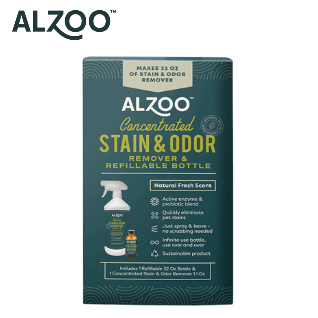 ALZOO Concentrated Enzyme-Based Sustainable Stain & Odor Remover & Refillable Bottle