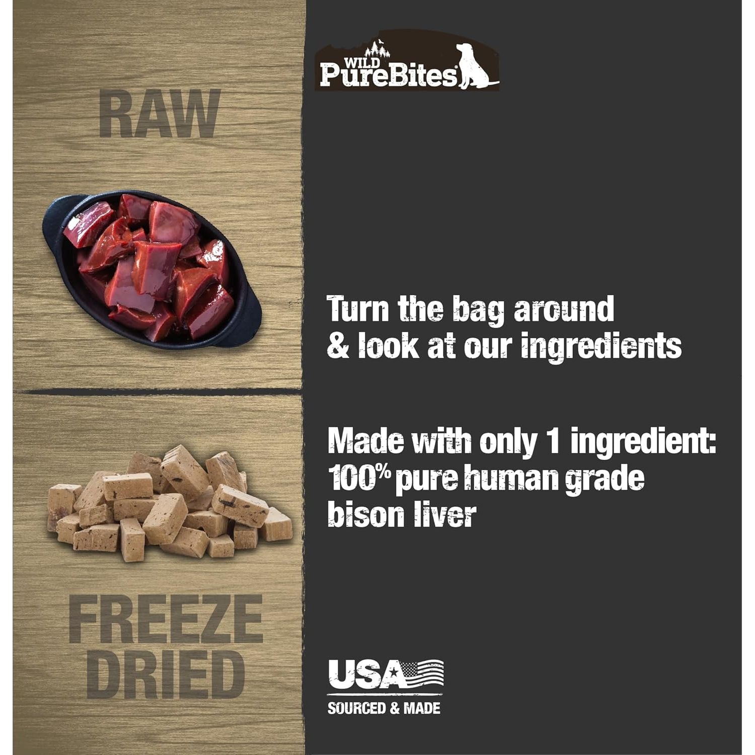 PureBites Wild Bison Freeze Dried Dog Treats, 2.1 oz