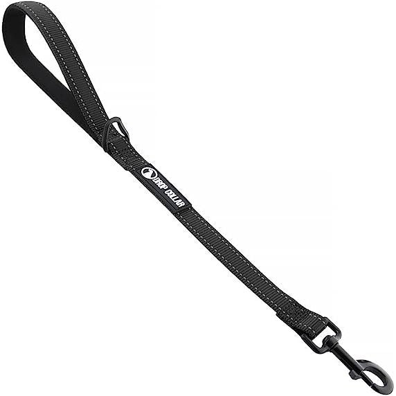 Drop Collar Reflective Nylon Leash with Sleek D-Ring for Accessories & Soft Padded Gel Handle for Comfort (Shorty)
