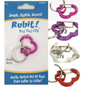 Rubit! Heart Shaped Aluminum Dog Tag Clip Small