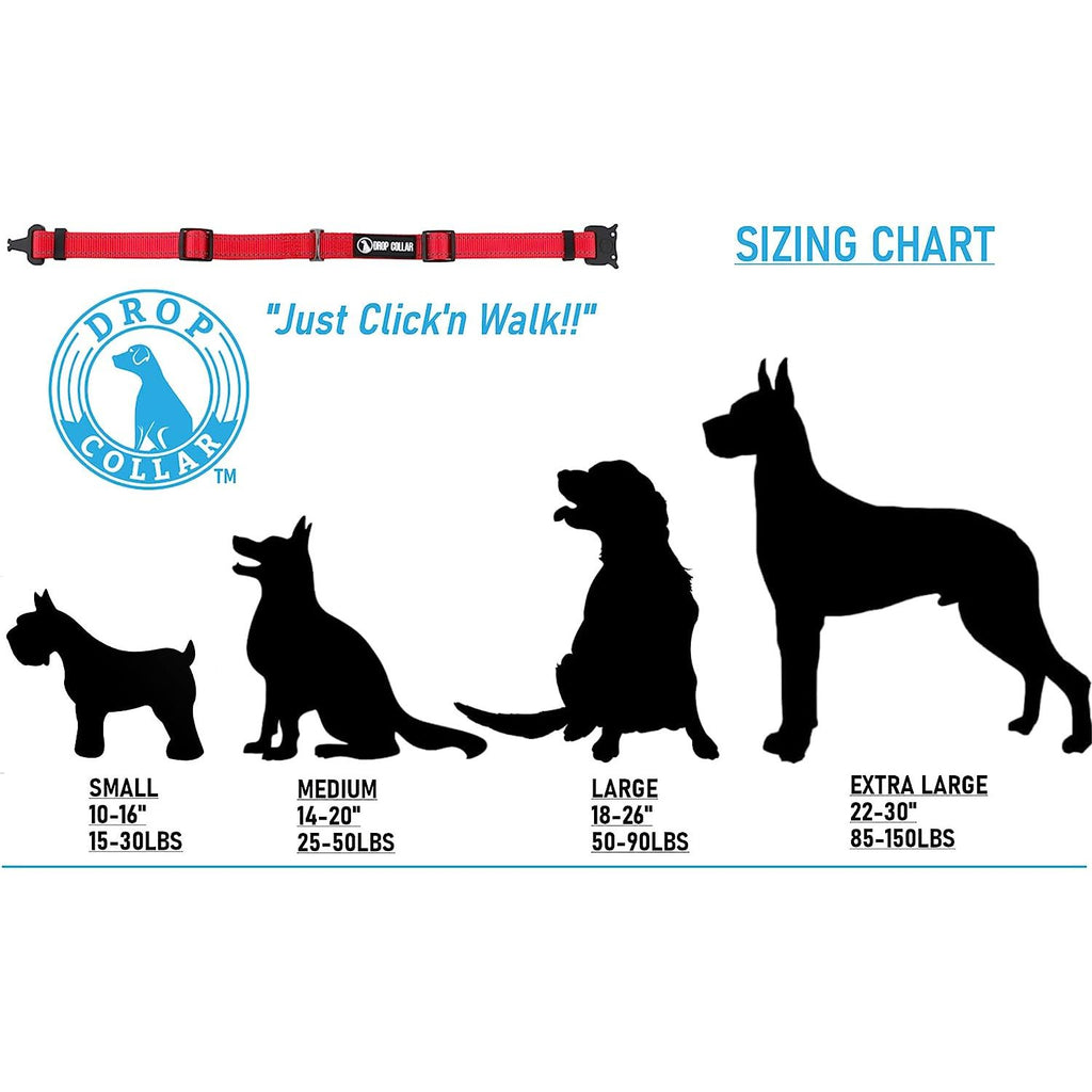 Drop Collar Reflective Nylon Dog Collar with Patent Pending Upright Leash Connection Point