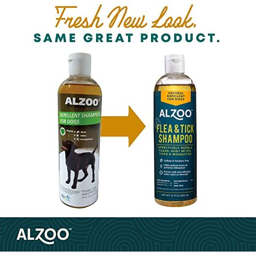 ALZOO Flea & Tick Repellent Shampoo for Dogs 12 oz.