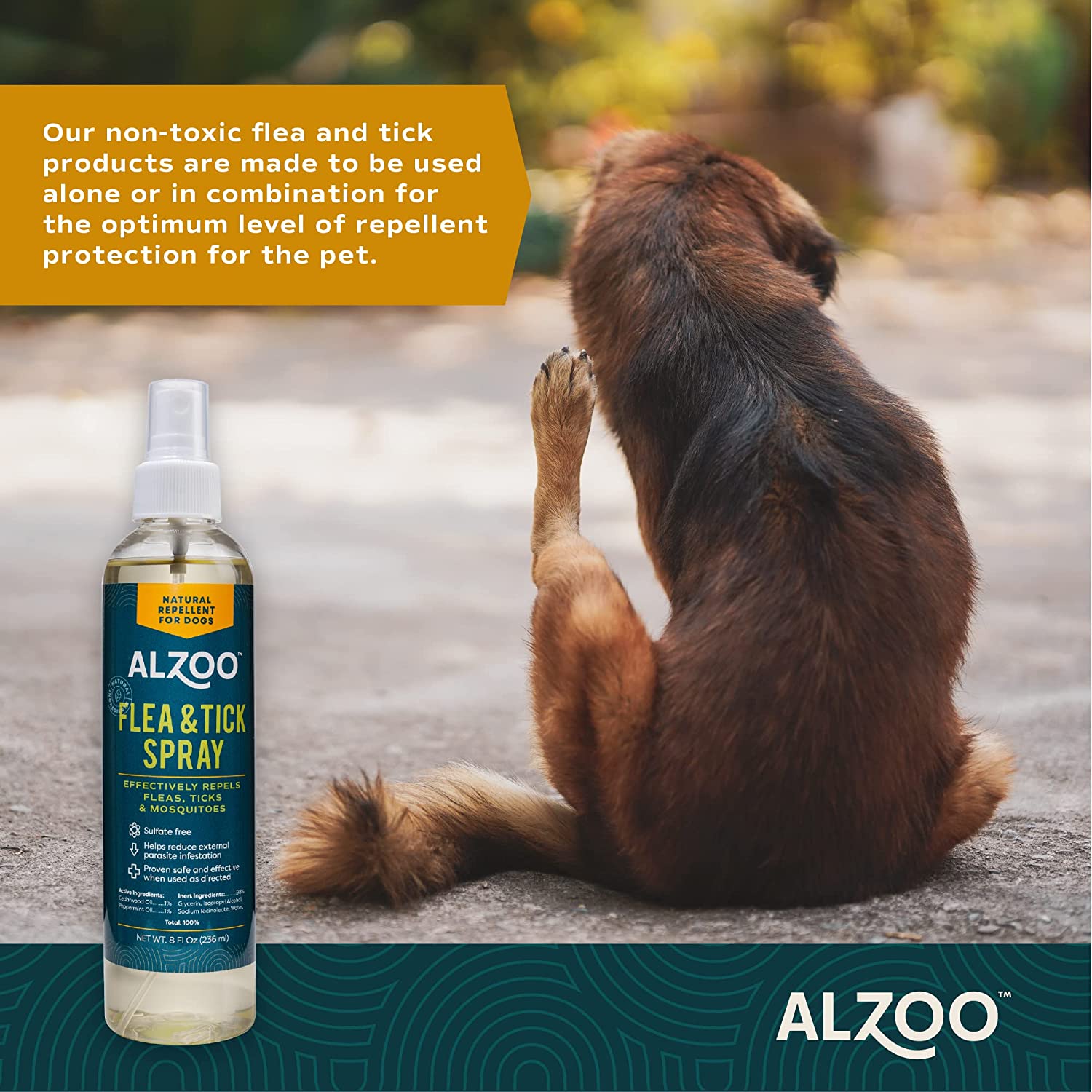 ALZOO Flea & Tick Repellent Spray for Dogs 8 oz.