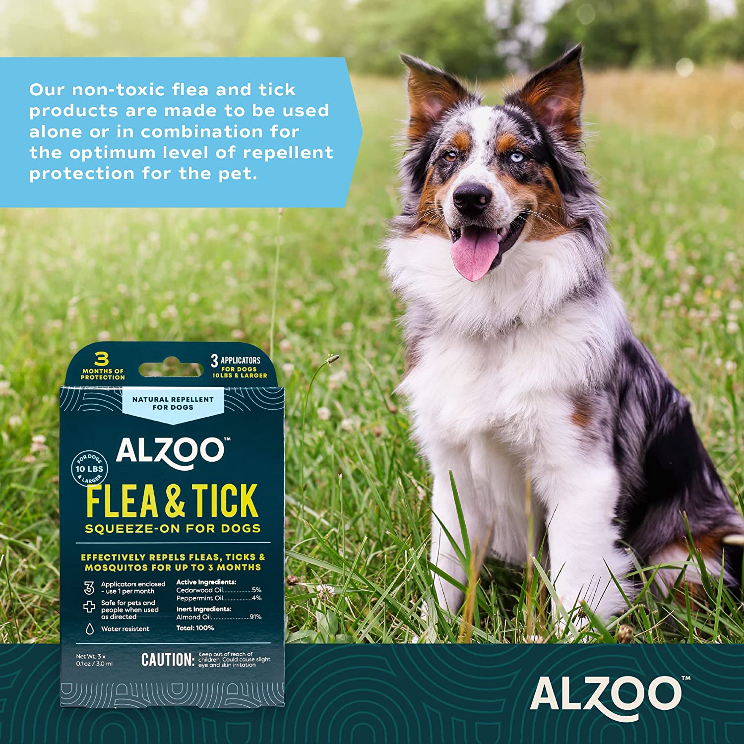 ALZOO Flea & Tick Repellent Squeeze-On for Dogs - Pack of 3