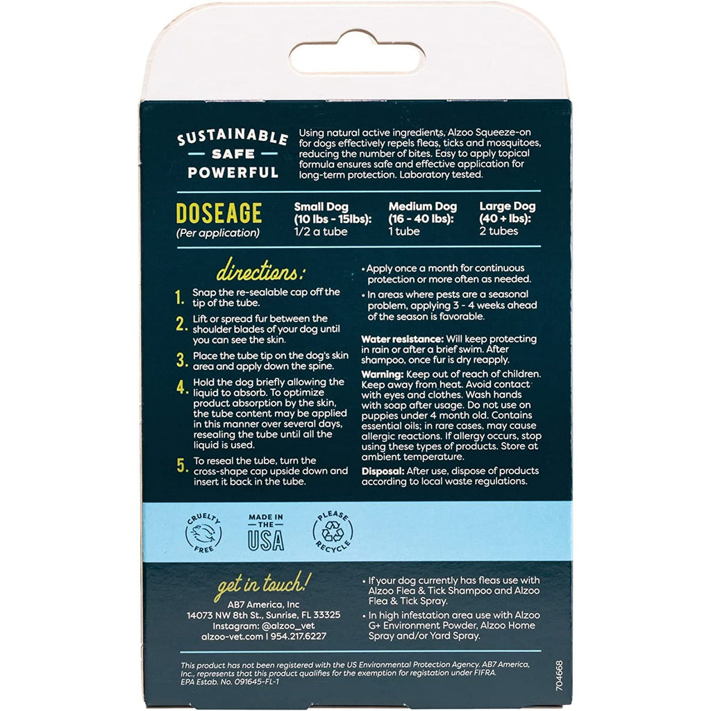 ALZOO Flea & Tick Repellent Squeeze-On for Dogs - Pack of 3