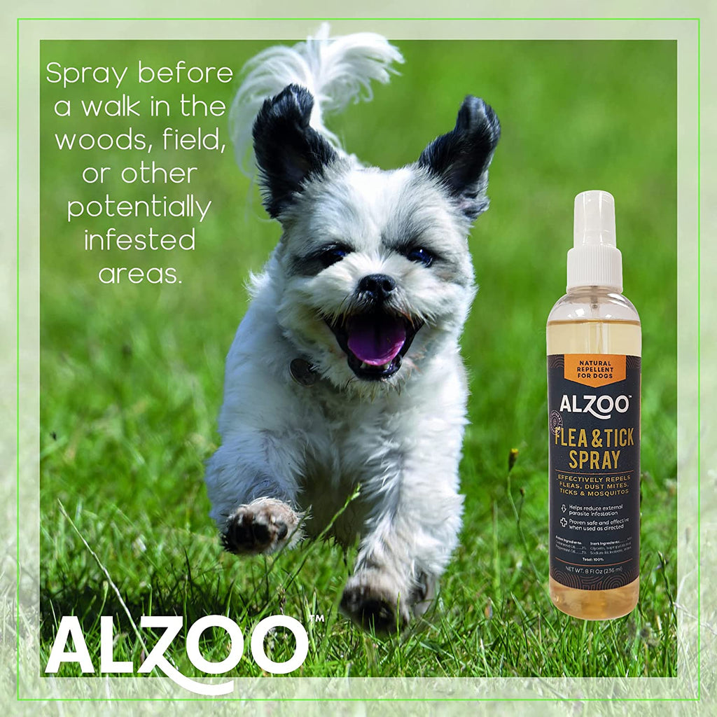 ALZOO Flea & Tick Repellent Spray for Dogs 8 oz.