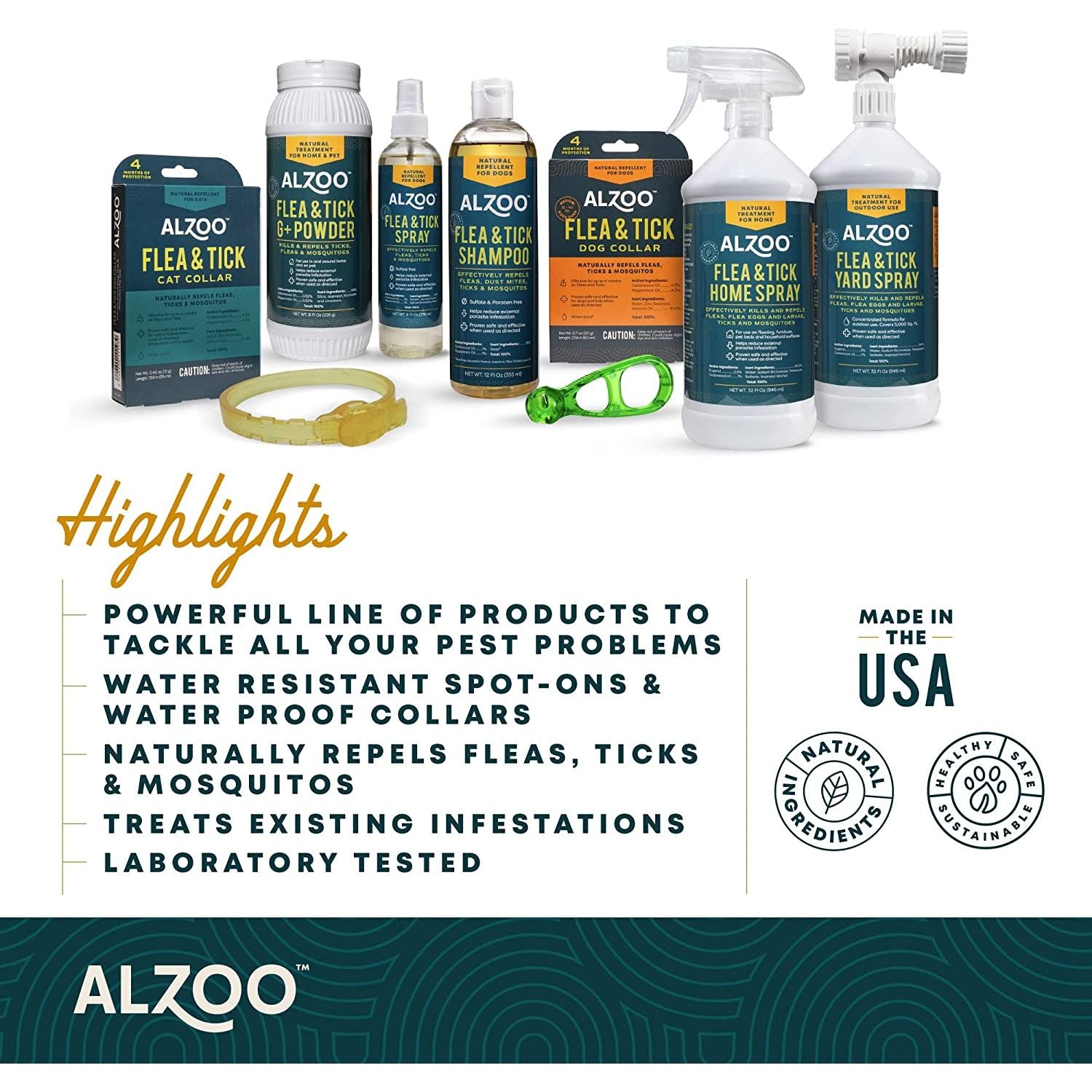 ALZOO Flea & Tick Repellent Shampoo for Dogs 12 oz.