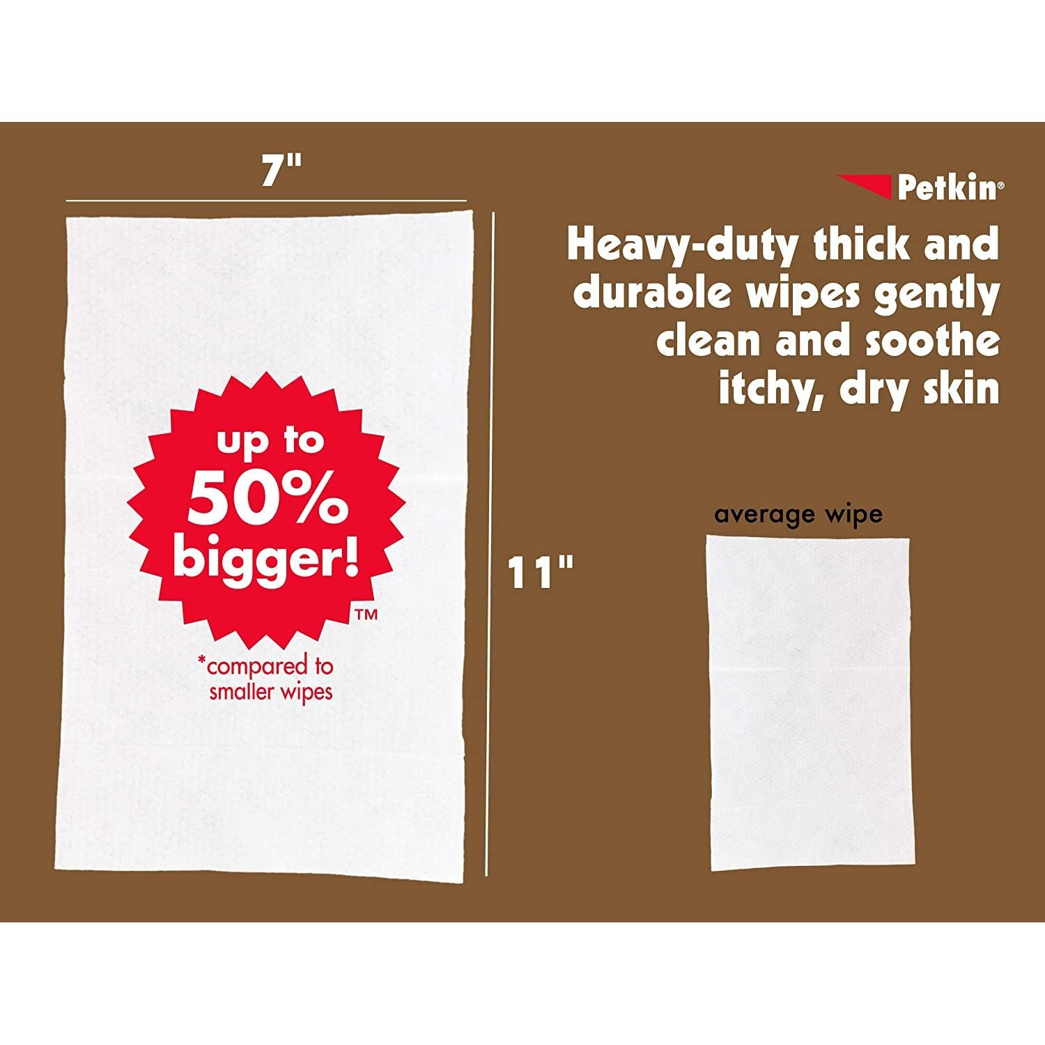 Petkin Big N' Thick Extra Large Oatmeal Pet Wipes 100 Count
