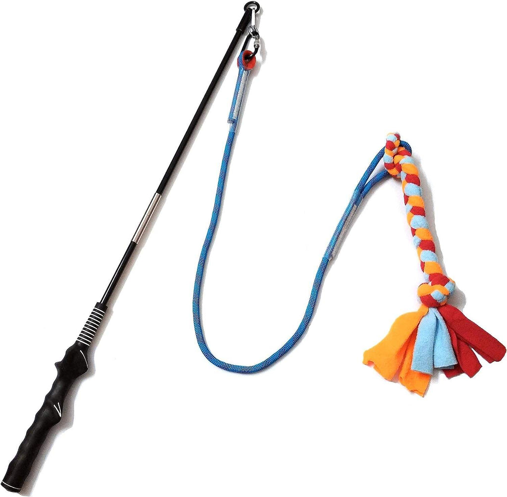 WOOZAPET Interactive Dog Flirt Pole Toy – Durable Outdoor Tug & Chase Wand with Fleece Rope Lure
