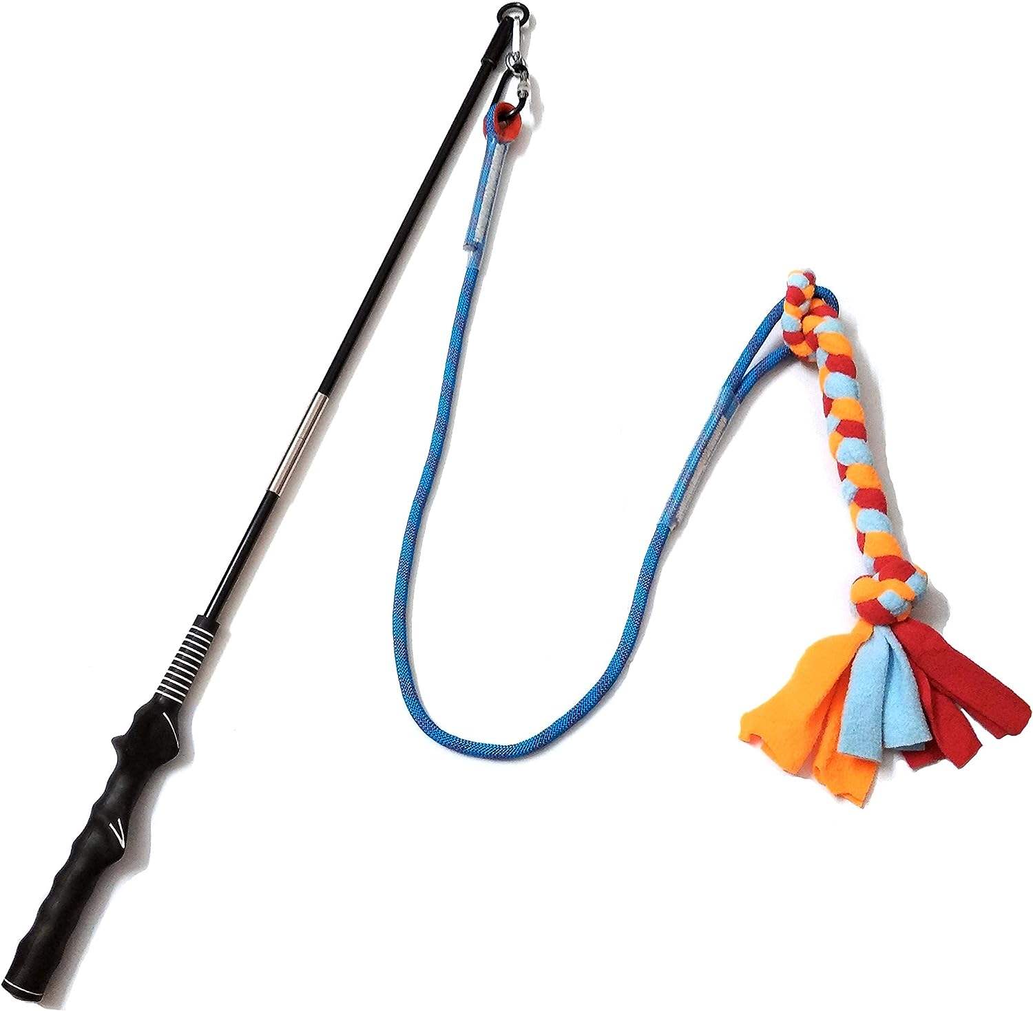 WOOZAPET Interactive Dog Flirt Pole Toy – Durable Outdoor Tug & Chase Wand with Fleece Rope Lure