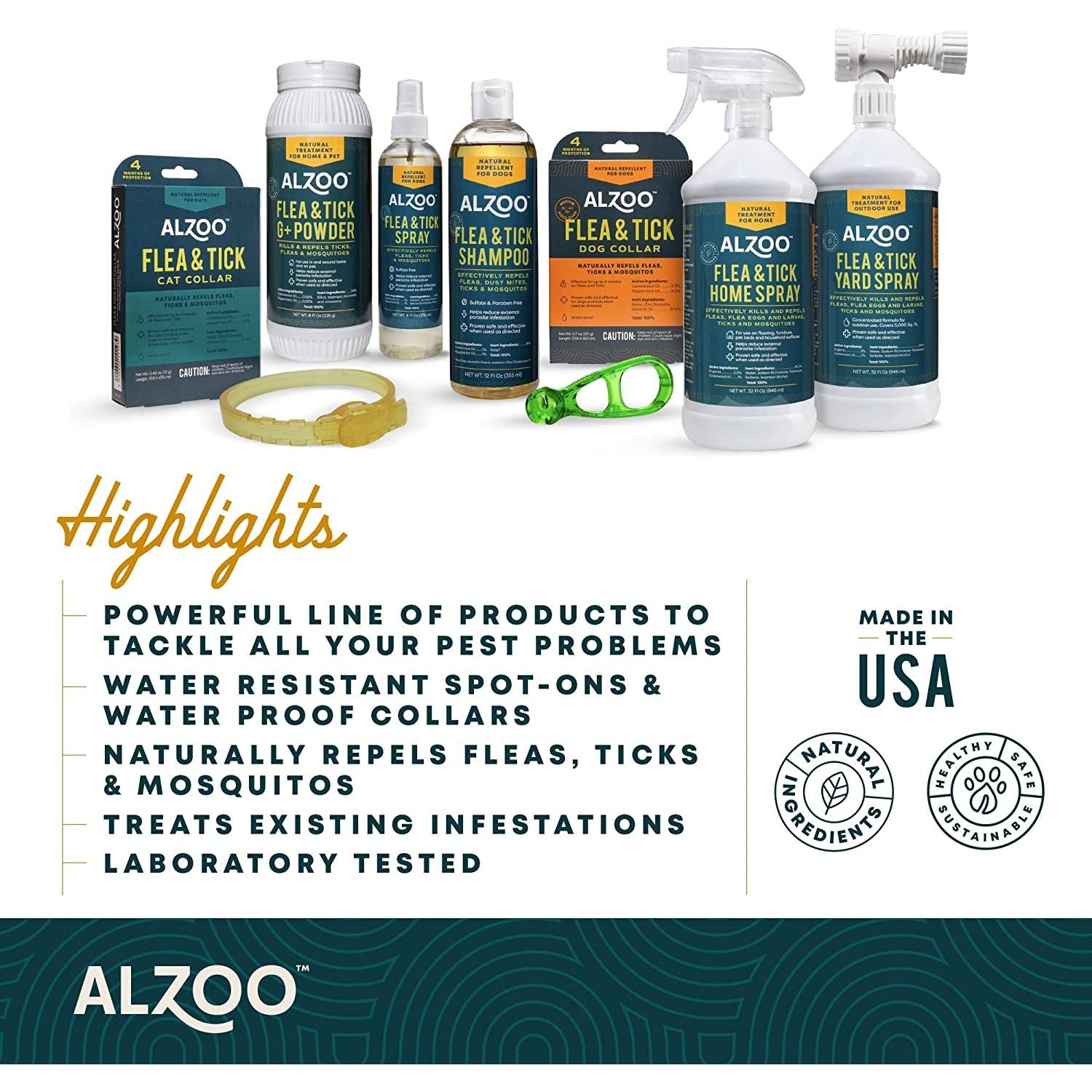 ALZOO Natural Flea & Tick Collar for Cats