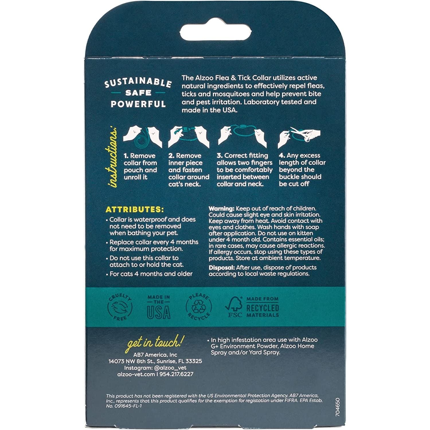 ALZOO Natural Flea & Tick Collar for Cats