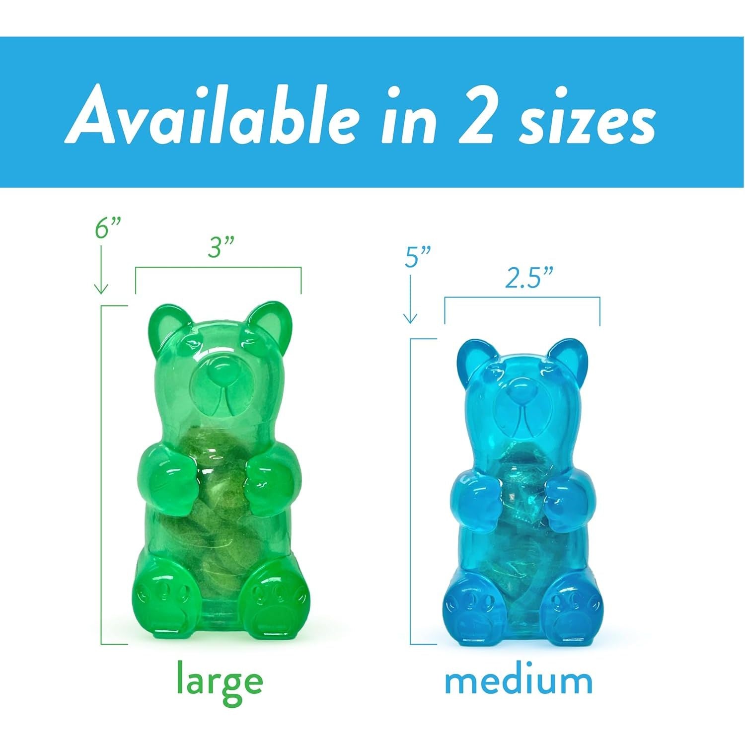 Spunky Pup Gummy Bear Interactive Dog Toy with Treats Included - Assorted Neon Colors- Medium