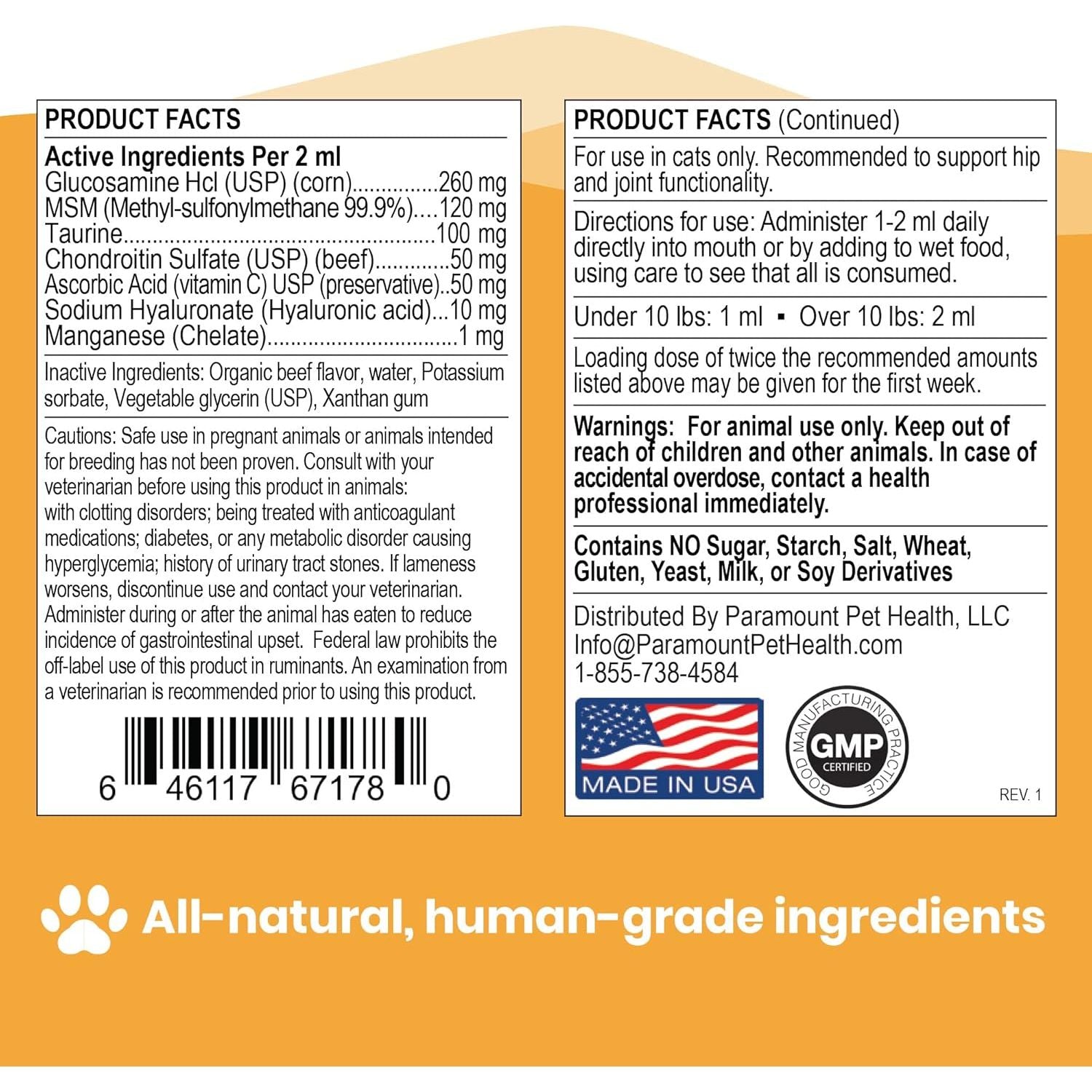 Paramount Pet Health 100% Natural Glucosamine for Cats 2 oz