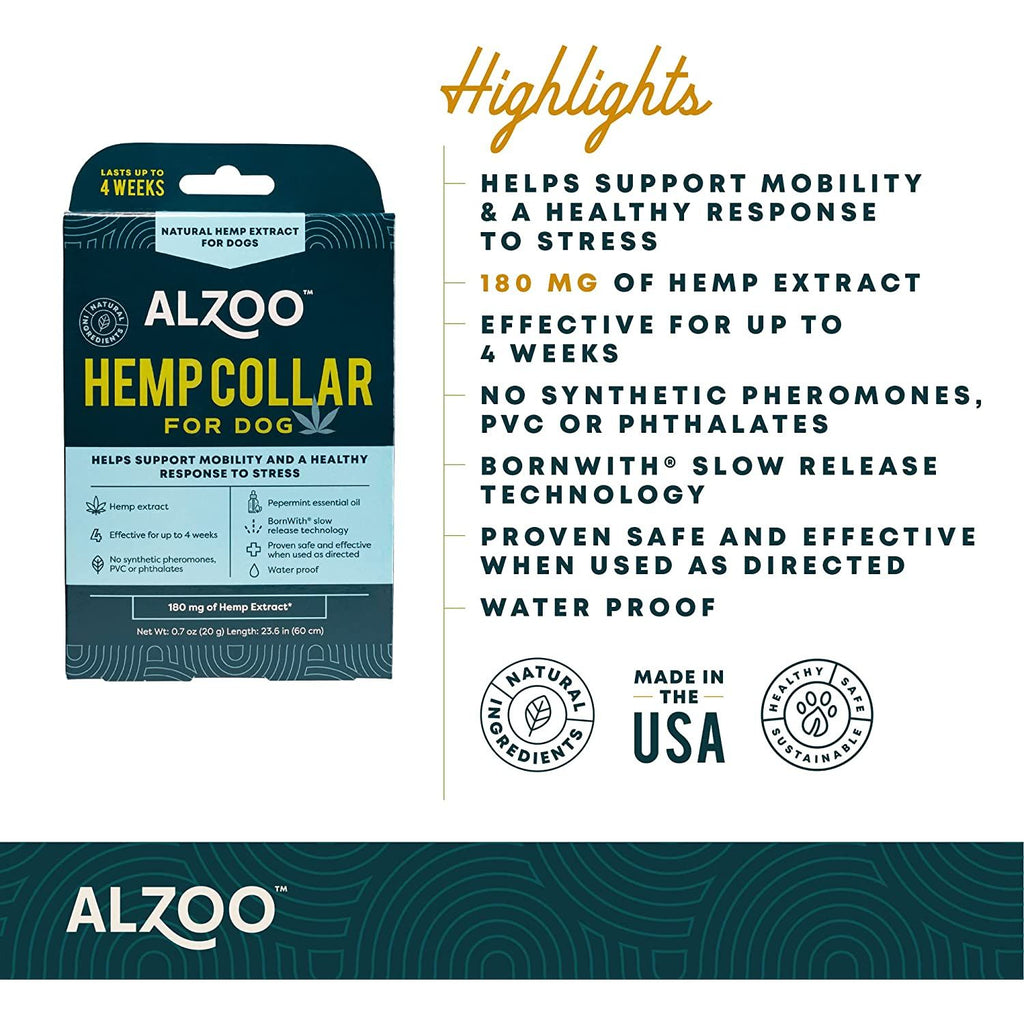ALZOO Hemp Dog Collar | Sustainably and Safely Helps to Support Your Pet's Mobility