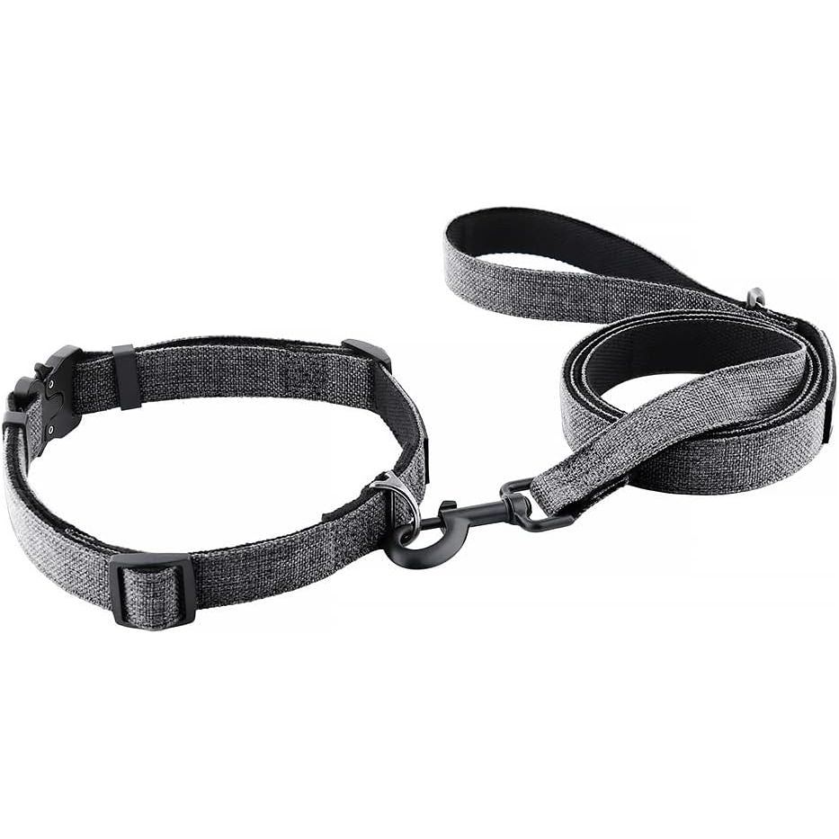 Drop Collar Natural Material Leash with Sleek D-Ring for Accessories & Soft Padded Gel Handle for Comfort (Long)