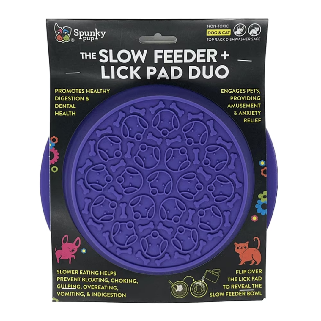 Spunky Pup Duo Slow Feeder Bowl & Lick Pad Combo