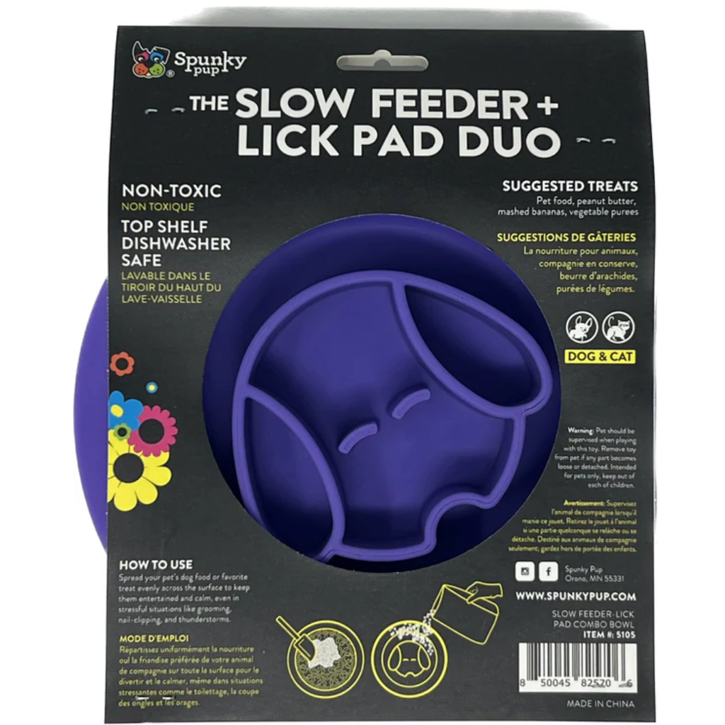Spunky Pup Duo Slow Feeder Bowl & Lick Pad Combo