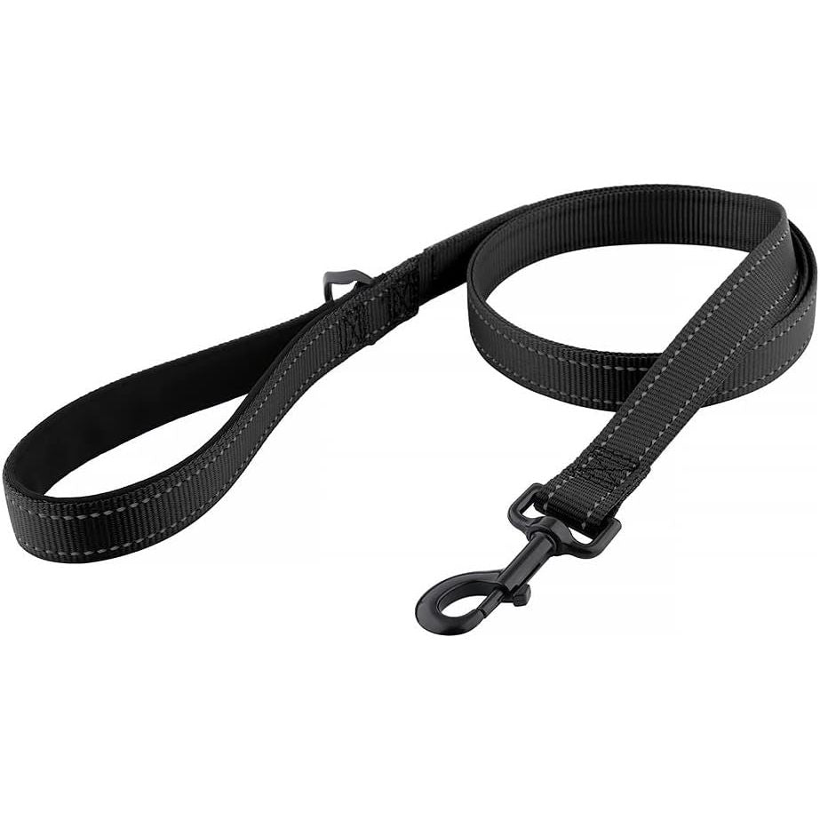 Drop Collar Reflective Nylon Leash with Sleek D-Ring for Accessories & Soft Padded Gel Handle for Comfort (Long)