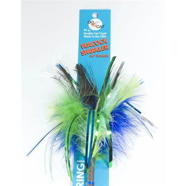 Go Cat Long Peacock Sparkler: 36" Cat Toy Teaser Wand