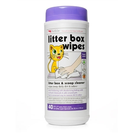 Petkin Litter Box Wipes for Cats — 40 Count
