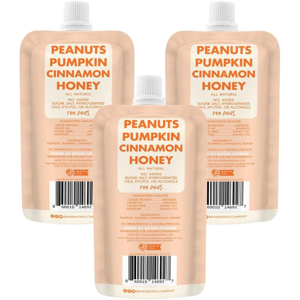 Bark Bistro Pumpkin Pup Buddy Budder Squeeze Packs — Trio, 3 x 4 oz