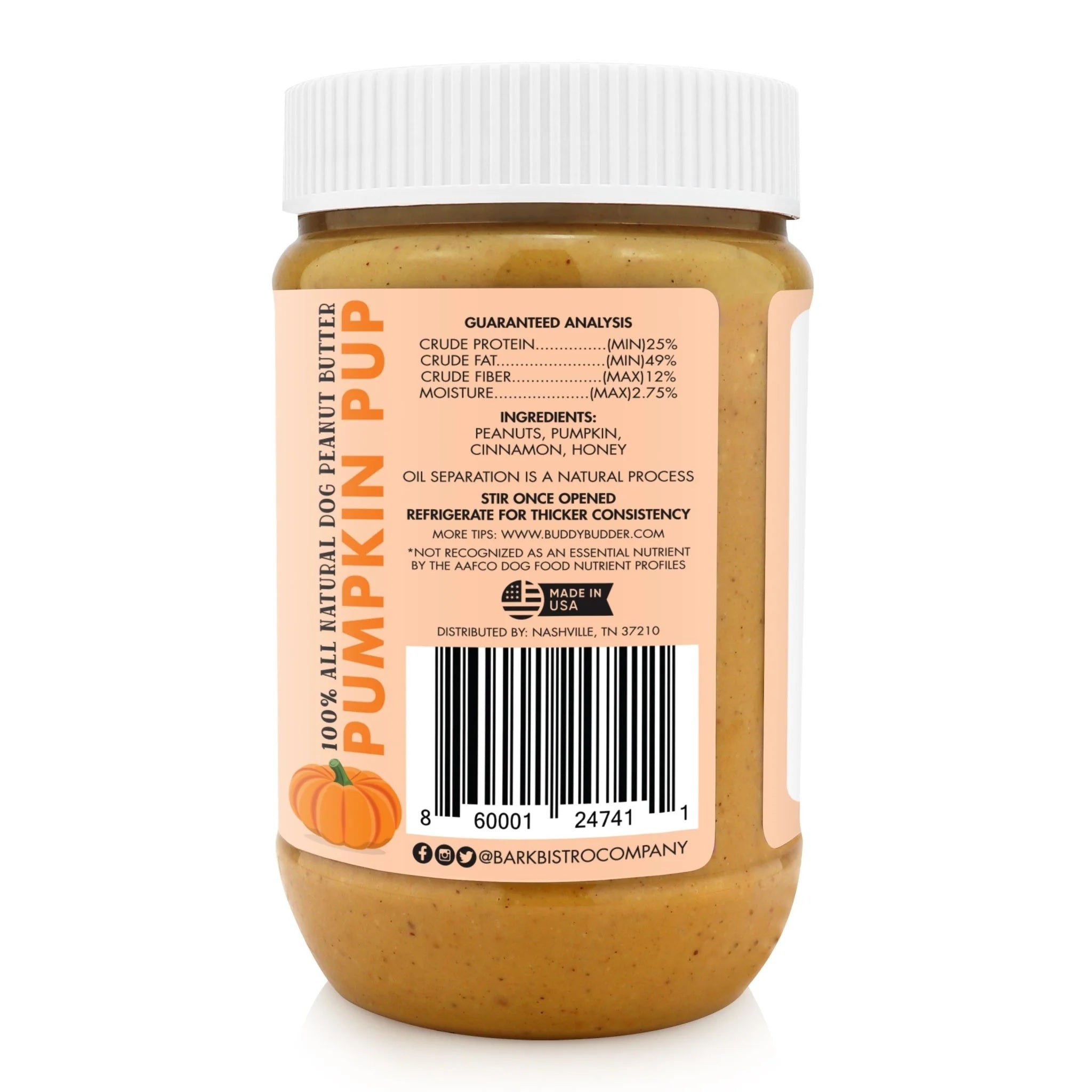 Bark Bistro Pumpkin Pup Buddy Budder 17oz jar