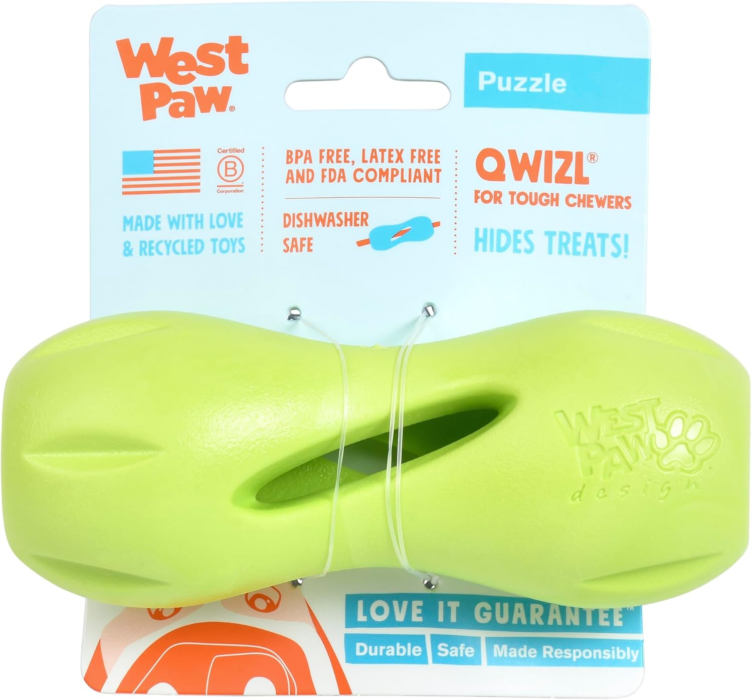 West Paw Zogoflex Qwizl Interactive Treat Dispensing Dog Toy, Small