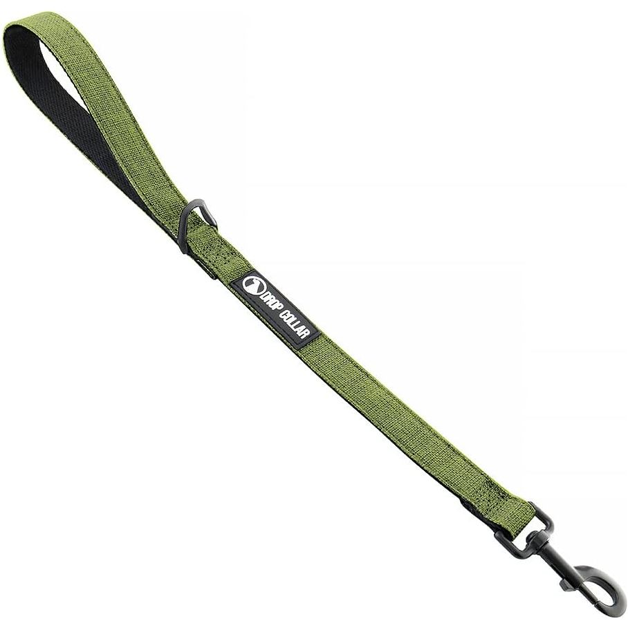 Drop Collar Natural Material Leash with Sleek D-Ring for Accessories & Soft Padded Gel Handle for Comfort (Shorty)