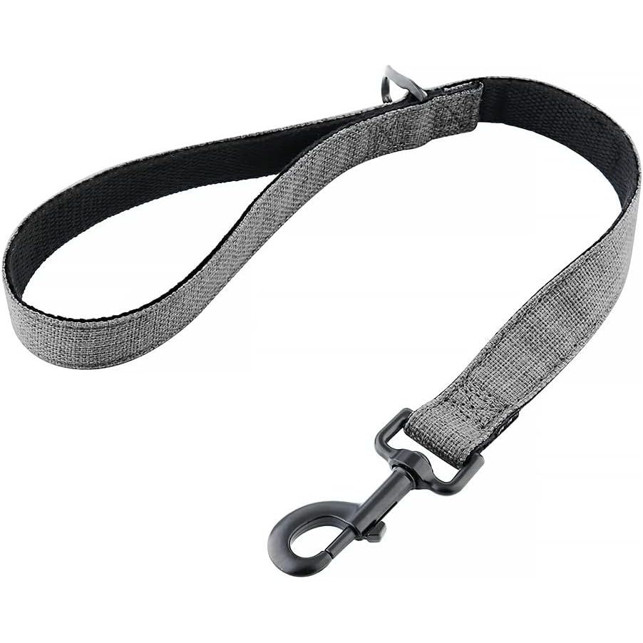 Drop Collar Natural Material Leash with Sleek D-Ring for Accessories & Soft Padded Gel Handle for Comfort (Shorty)