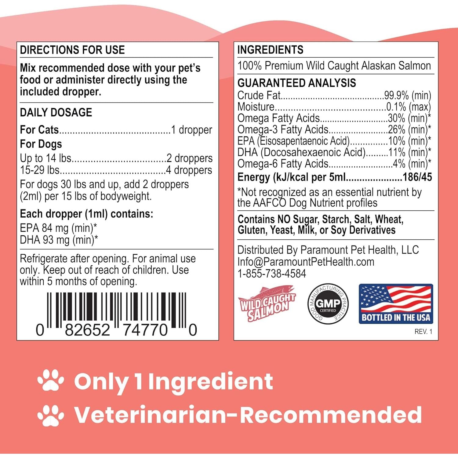Paramount Pet Health Wild Alaskan Salmon Oil Dog & Cat Supplement