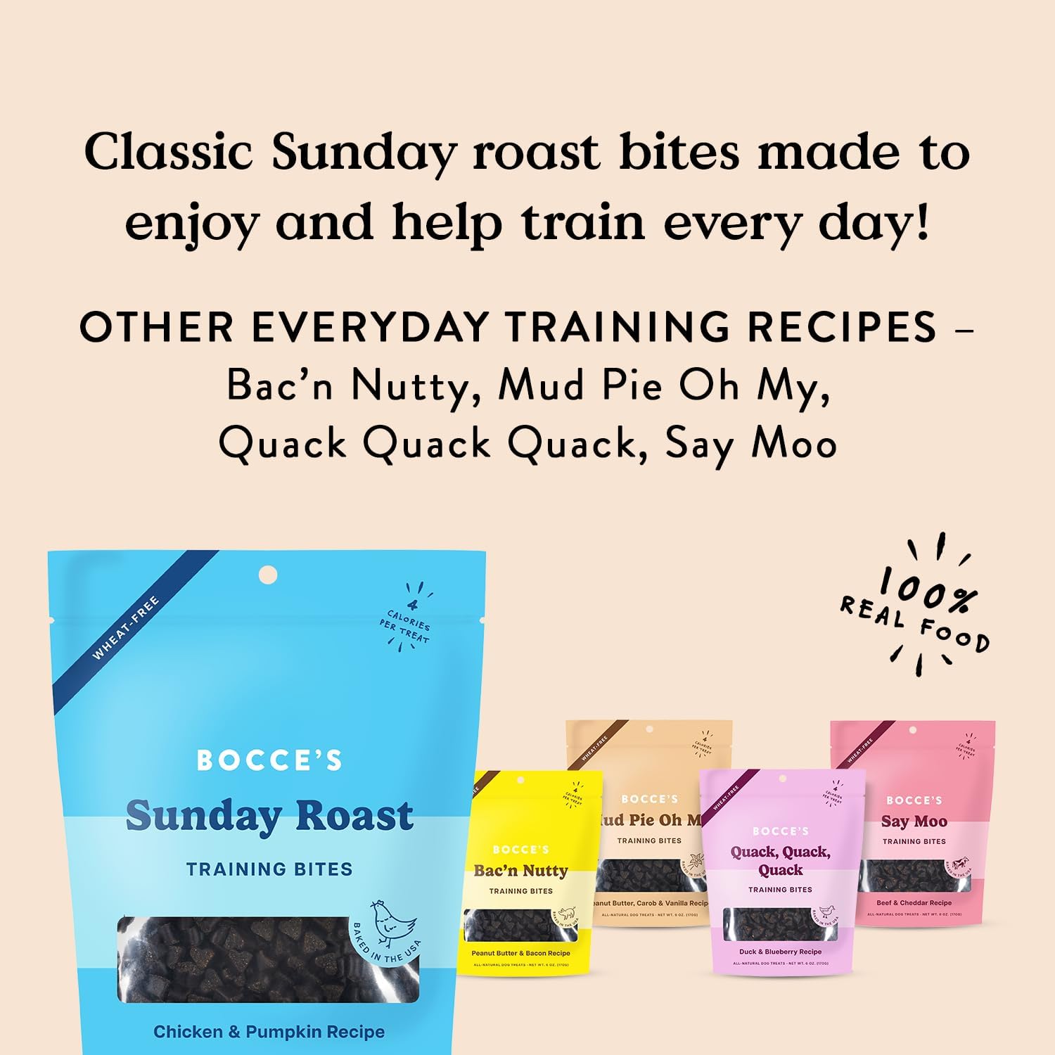 Bocce's Bakery Chicken & Pumpkin Sunday Roast Training Treats for Dogs 6 oz