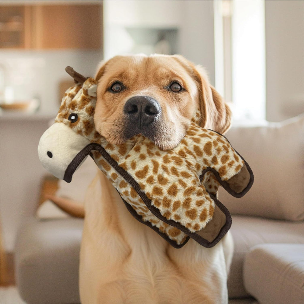 Spunky Pup Tough Plush Dog Toy for Aggressive Chewers, Giraffe
