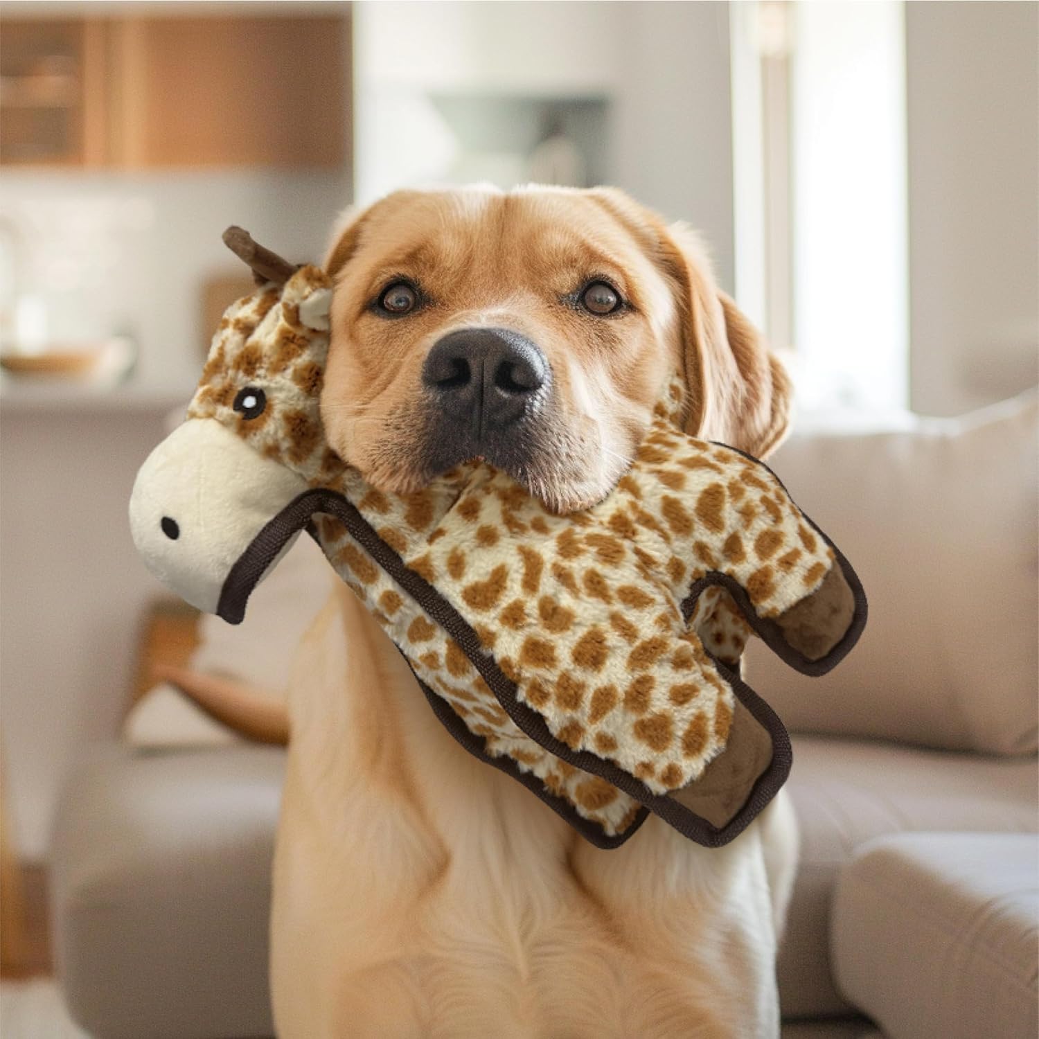 Spunky Pup Tough Plush Dog Toy for Aggressive Chewers, Giraffe