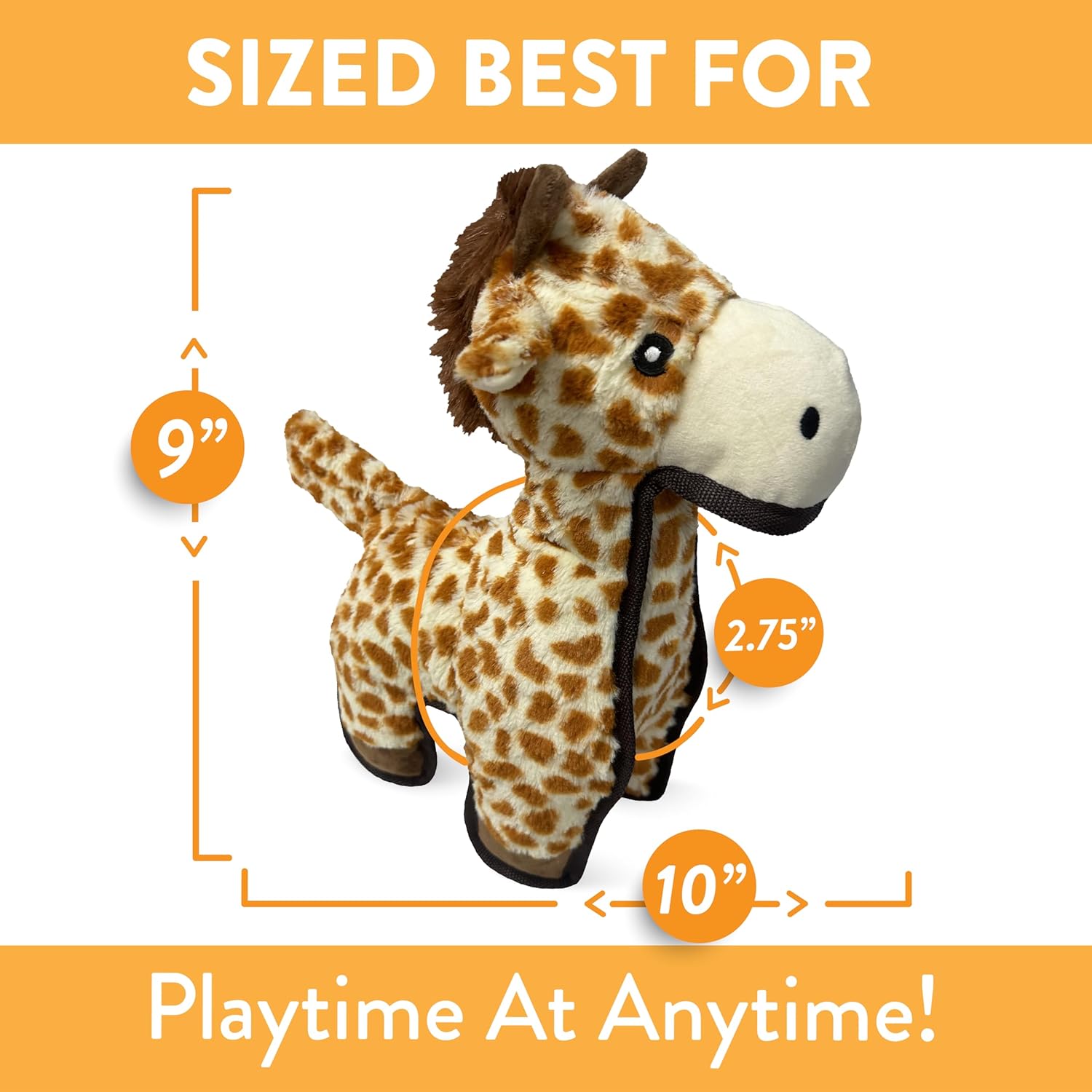 Spunky Pup Tough Plush Dog Toy for Aggressive Chewers, Giraffe