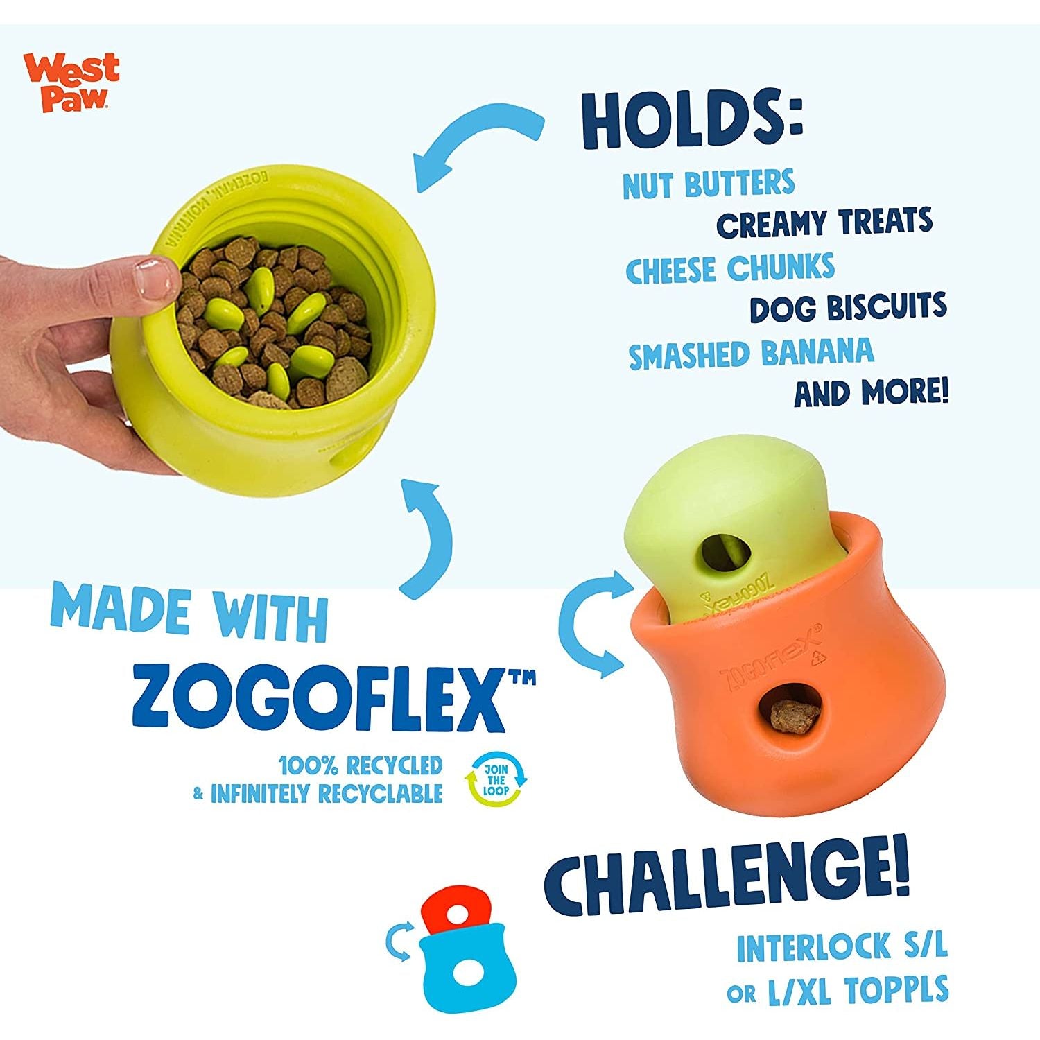 West Paw Zogoflex Toppl Treat Dispensing Dog Toy Puzzle Small