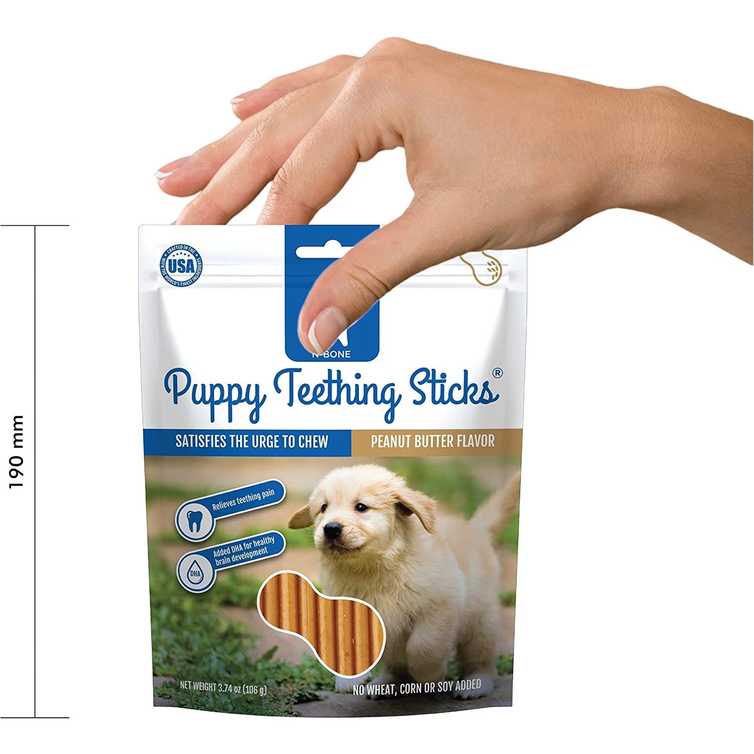 N-Bone Puppy Teething Sticks — Peanut Butter, 3.74 oz