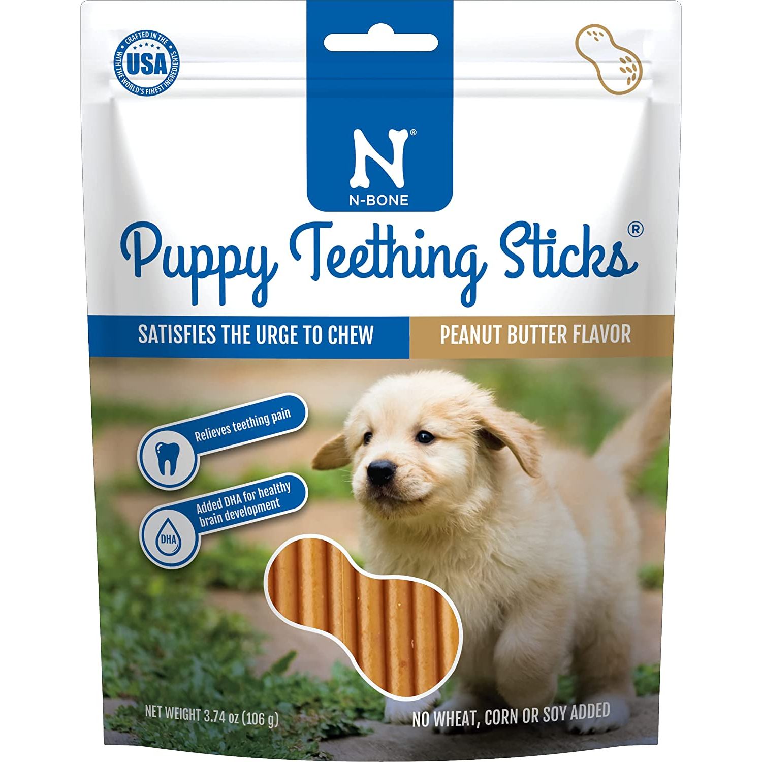 N-Bone Puppy Teething Sticks — Peanut Butter, 3.74 oz